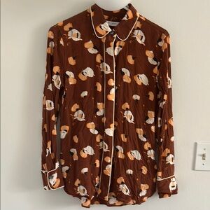 Equipment Silk Brown Patterned Shirt